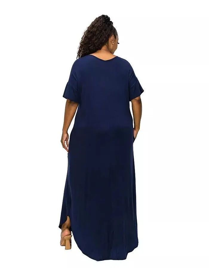 Платье-макси Scarlett Plus Size с карманами L I V D — изображение 2 из 3, темно-синий