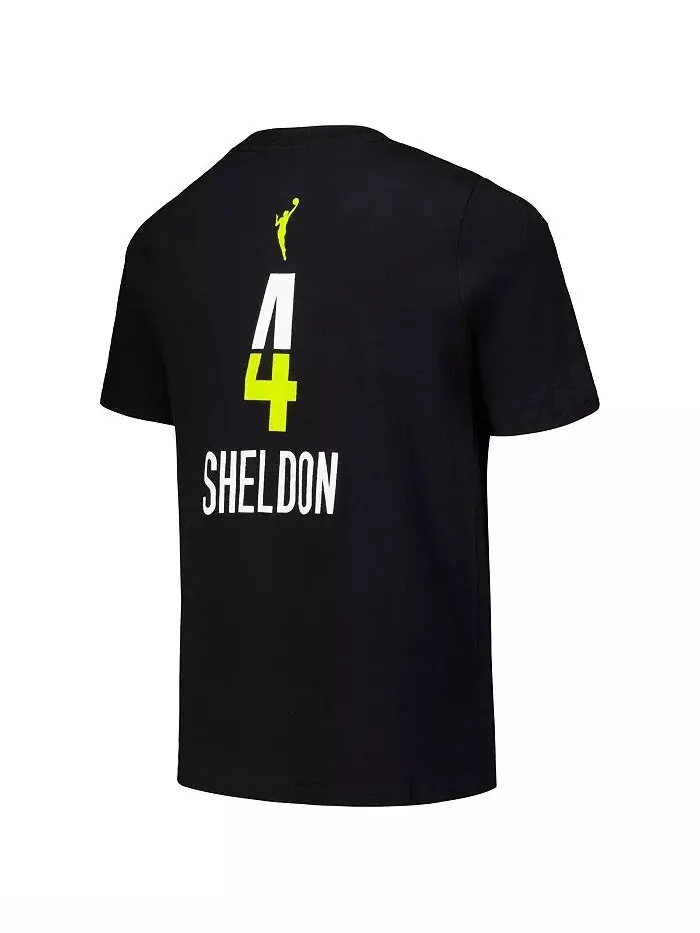 Футболка с именем и номером от Big Boys and Girls Jacy Sheldon Black Dallas Wings Draft Rebel — изображение 2 из 3