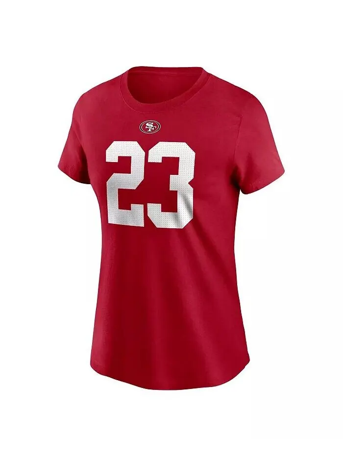 Женская футболка Christian McCaffrey Scarlet San Francisco 49ers с именем и номером игрока Nike — изображение 3 из 3