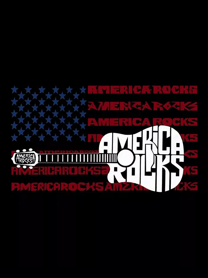 Мужская футболка с длинным рукавом America Rocks и принтом в виде текстового арта LA Pop Art — изображение 3 из 3, черный