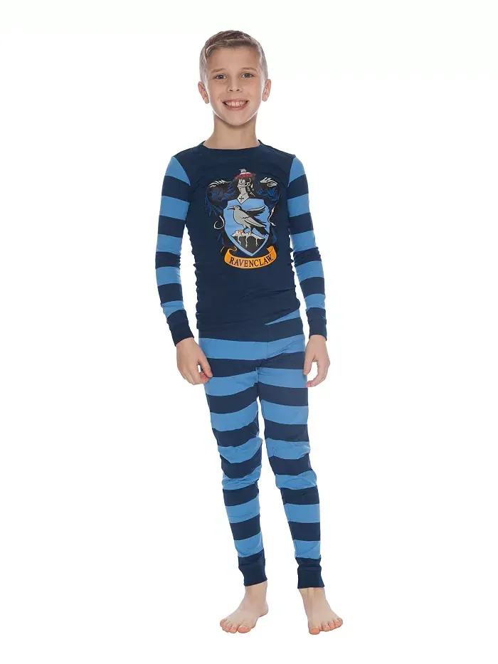 Big Boys Intimo Hogwarts All Houses Crest облегающий комплект пижамы из 2 предметов Harry Potter — изображение 2 из 3, синий