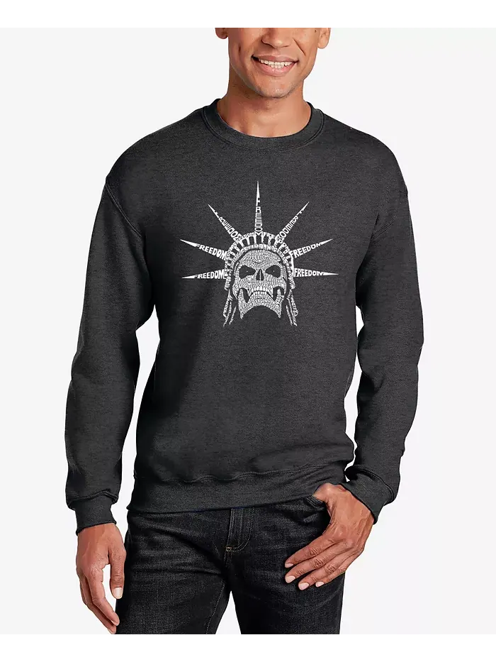 Мужской худи Word Art Crewneck Freedom Skull LA Pop Art — изображение 1 из 3, темный серый