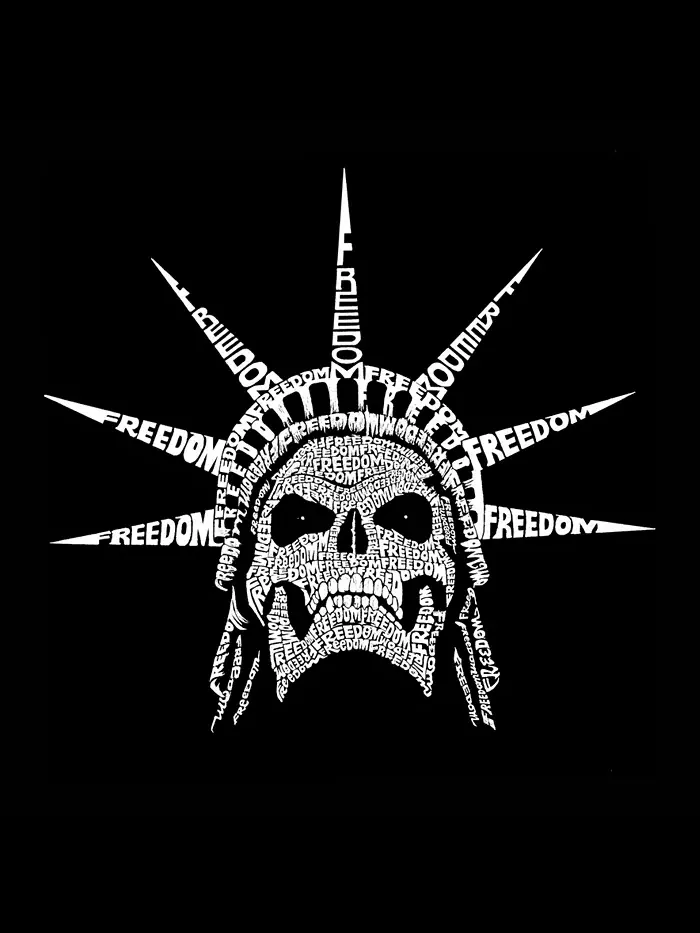 Мужской худи Word Art Crewneck Freedom Skull LA Pop Art — изображение 3 из 3, темный серый