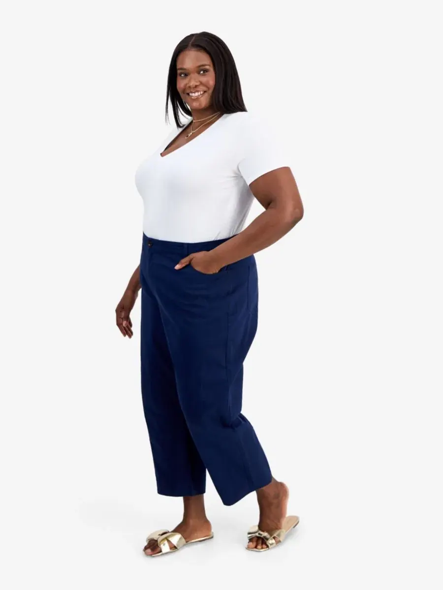 Брюки-бабочка с высокой посадкой из твила, модель Trendy Plus Size High-Rise Twill Barrel-Leg Pants — изображение 2 из 4