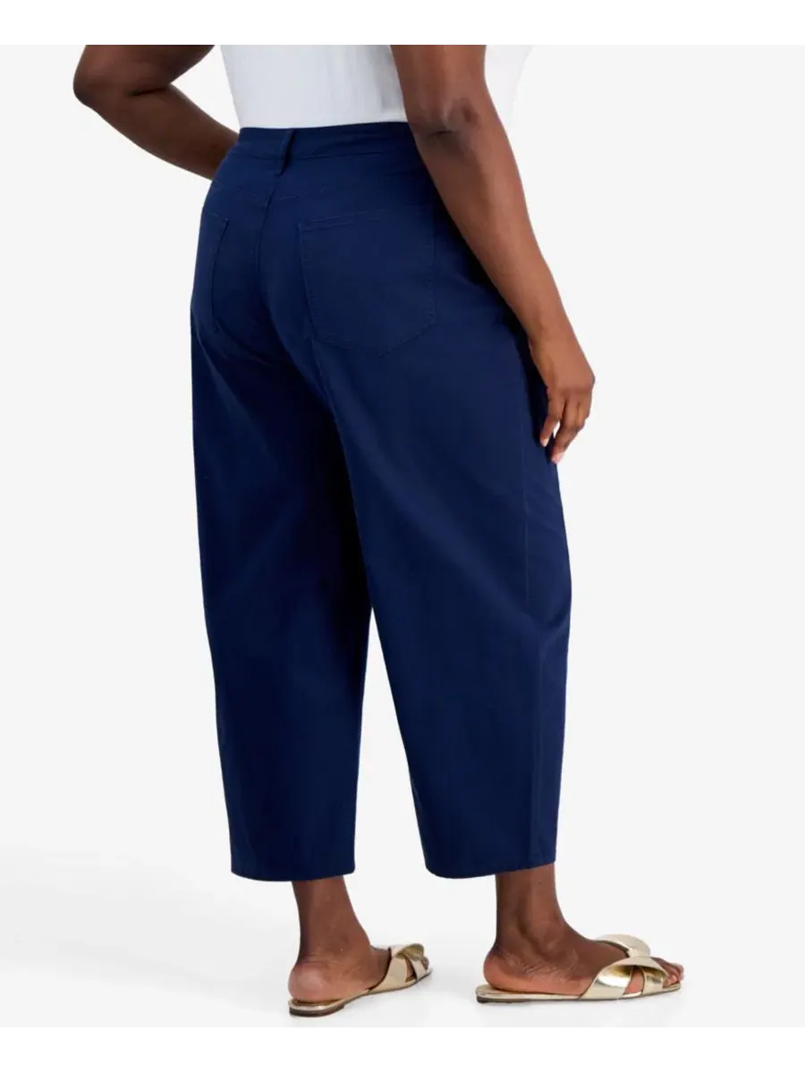 Брюки-бабочка с высокой посадкой из твила, модель Trendy Plus Size High-Rise Twill Barrel-Leg Pants — изображение 4 из 4