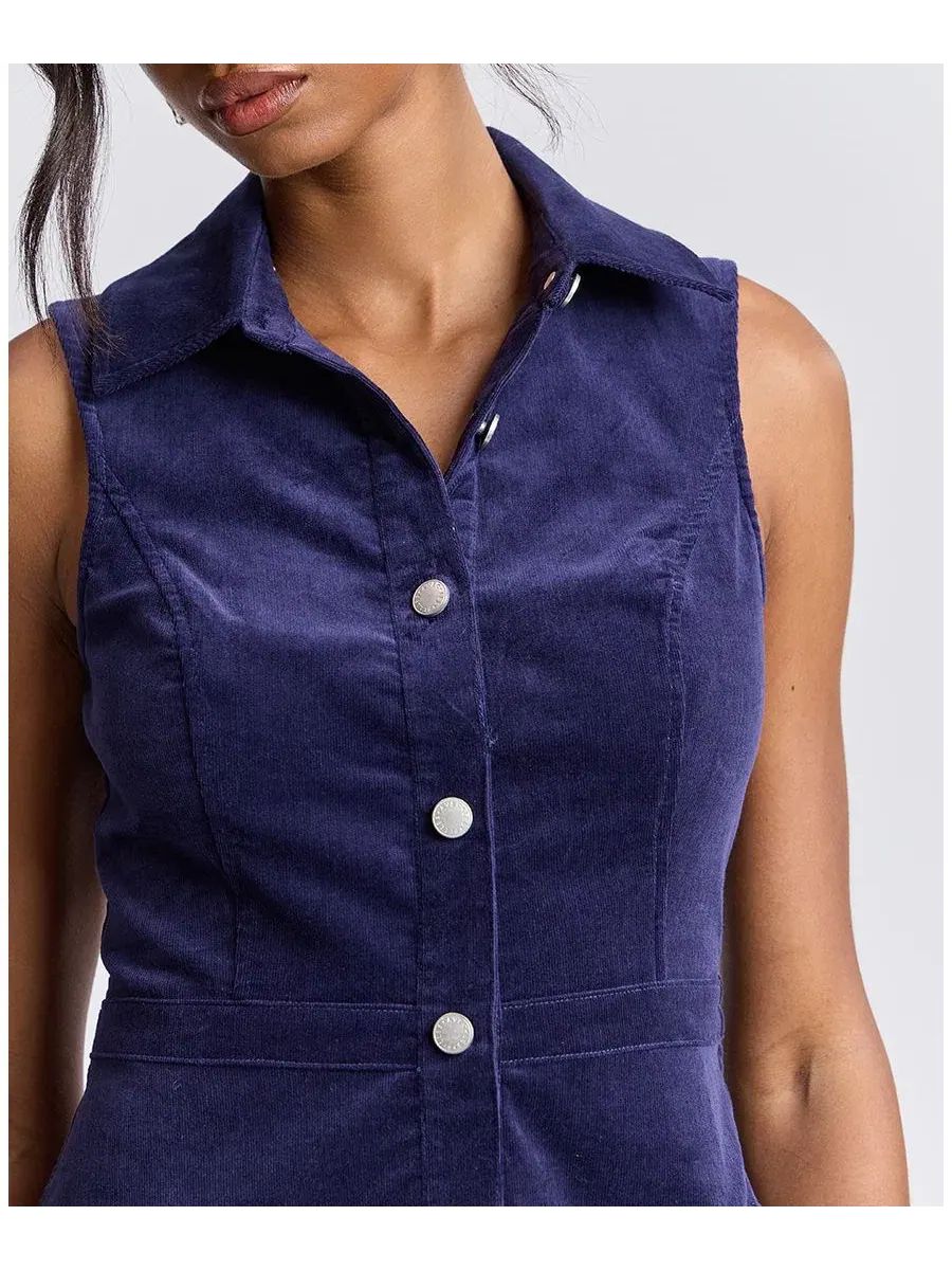 Платье-рубашка без рукавов из вельвета с воротником, модель Collared Sleeveless Corduroy Mini Avec — изображение 4 из 8