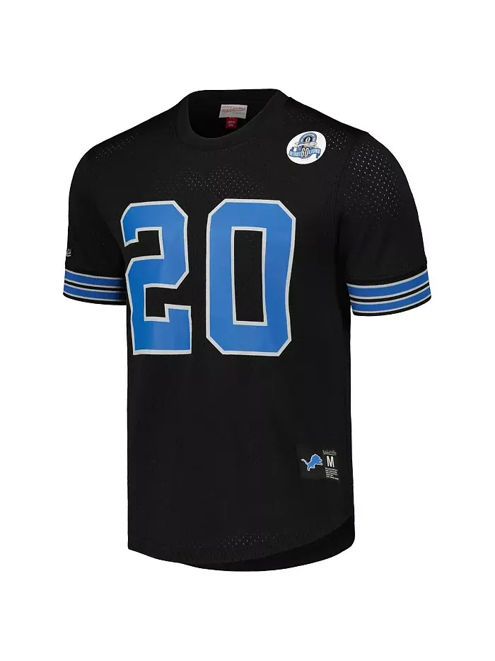 Мужская футболка с сеткой Barry Sanders Detroit Lions с именем и номером игрока Mitchell & Ness — изображение 2 из 5, черный