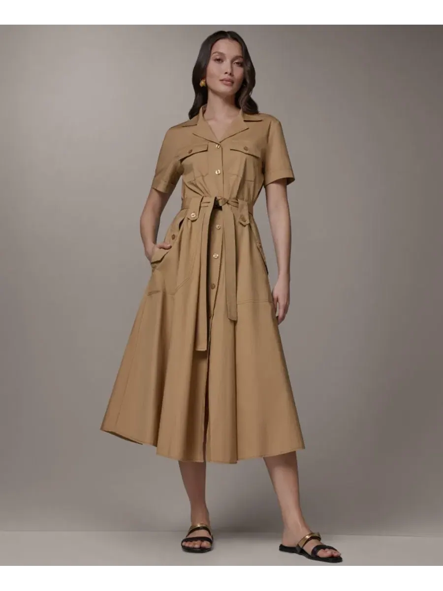 Платье-рубашка миди с поясом Donna Karan Weekend — изображение 2 из 8, черный