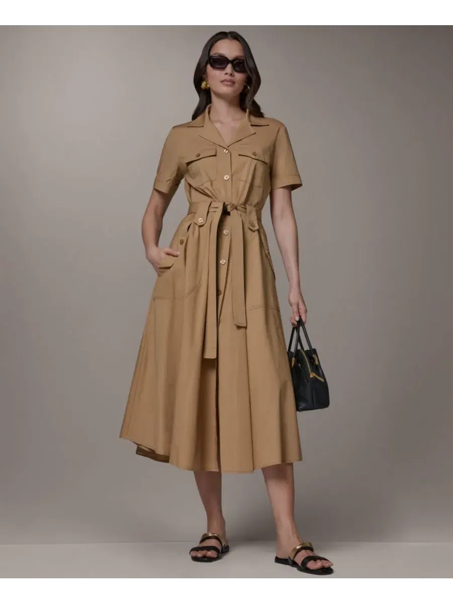 Платье-рубашка миди с поясом Donna Karan Weekend — изображение 3 из 8, черный
