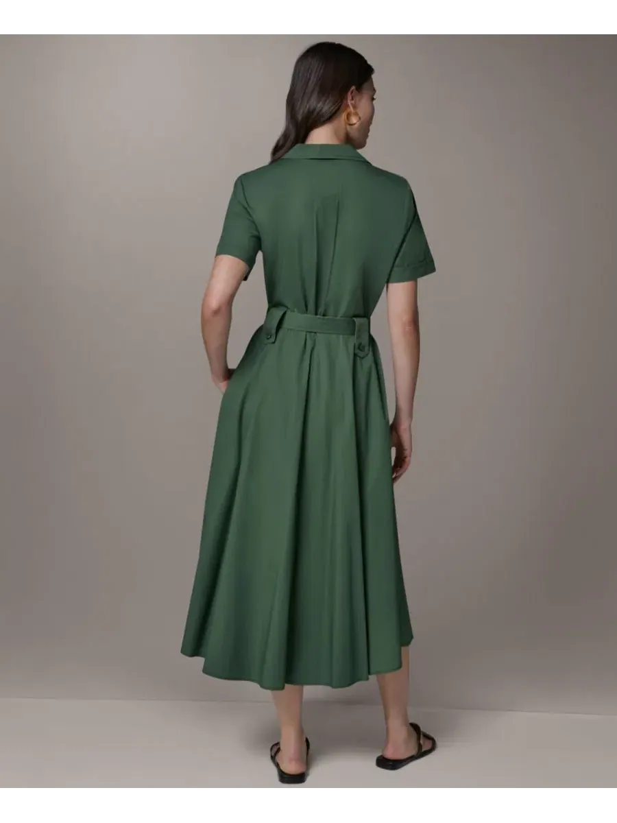 Платье-рубашка миди с поясом Donna Karan Weekend, Verde/Fawn — изображение 5 из 9