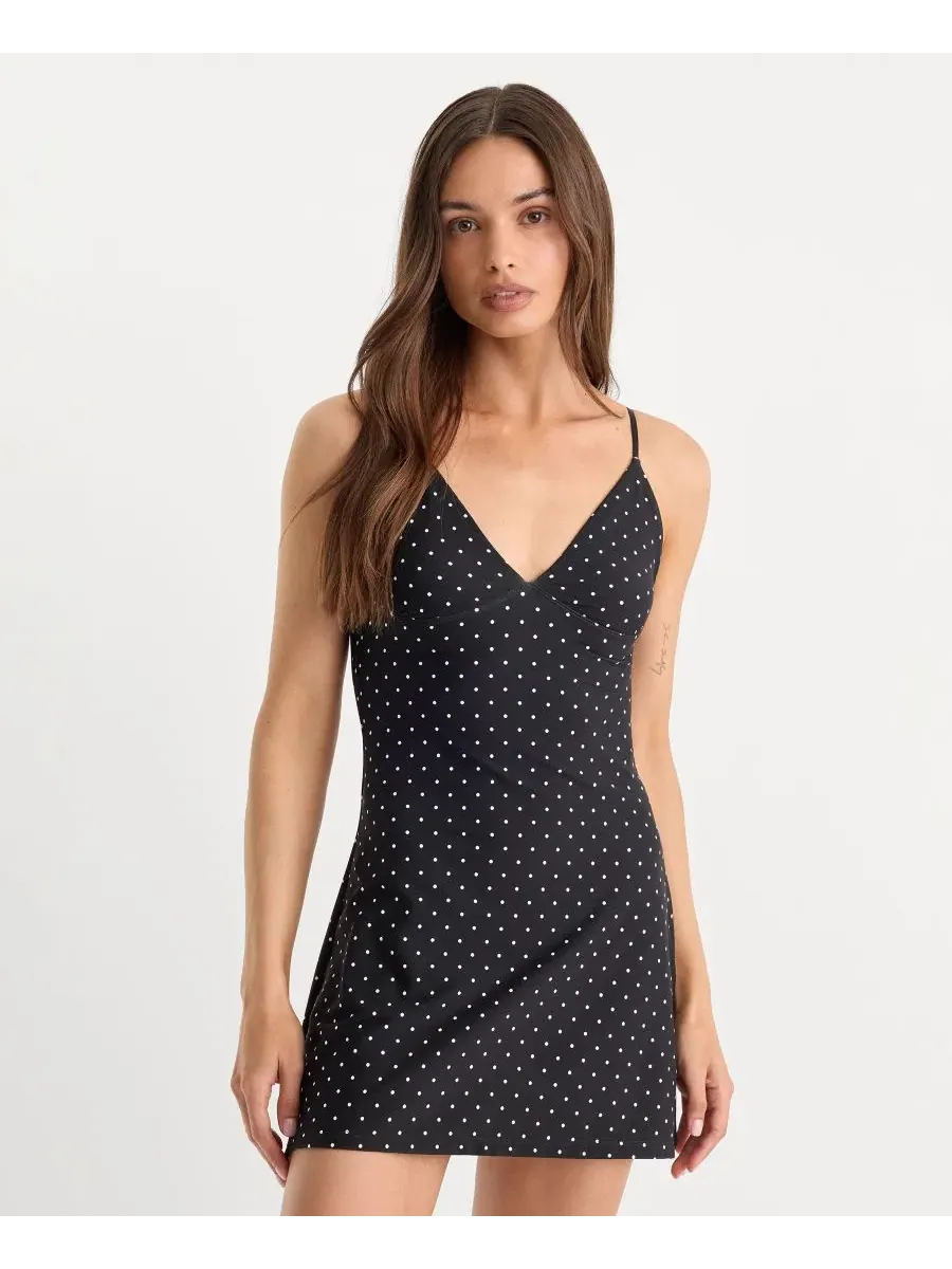 Платье-мини The Weightless Sculpting Mini Dot Black Good American — изображение 1 из 4, черный