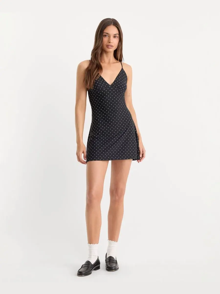 Платье-мини The Weightless Sculpting Mini Dot Black Good American — изображение 2 из 4, черный