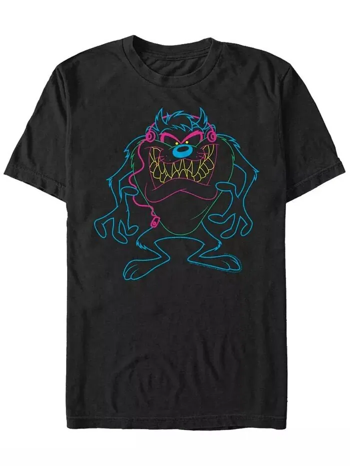 Мужская футболка с коротким рукавом Taz Neon Looney Tunes Fifth Sun — изображение 1 из 1, черный