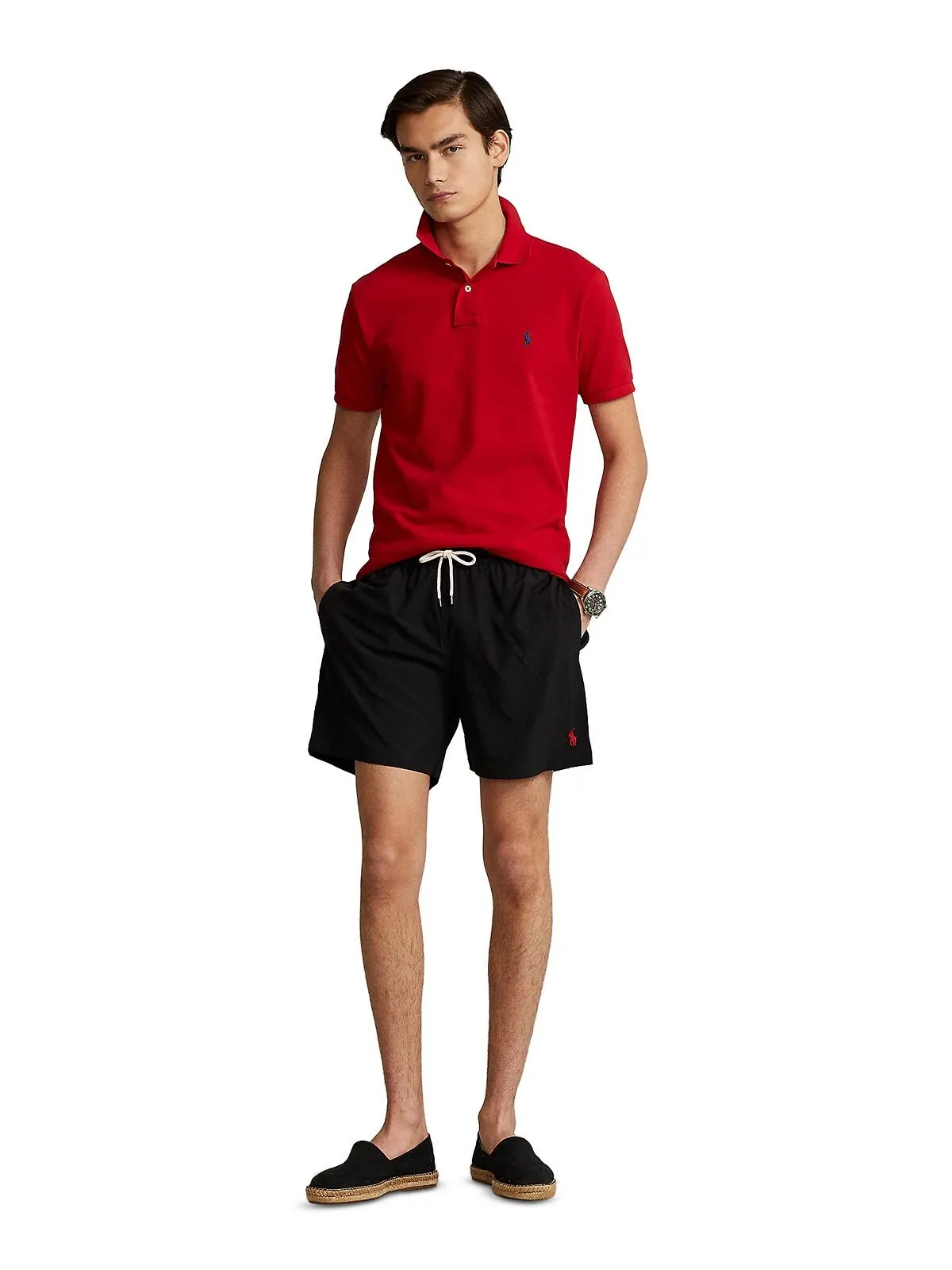 Мужские классические плавки traveller шириной 5-3/4 дюйма Polo Ralph Lauren — изображение 4 из 4, черный