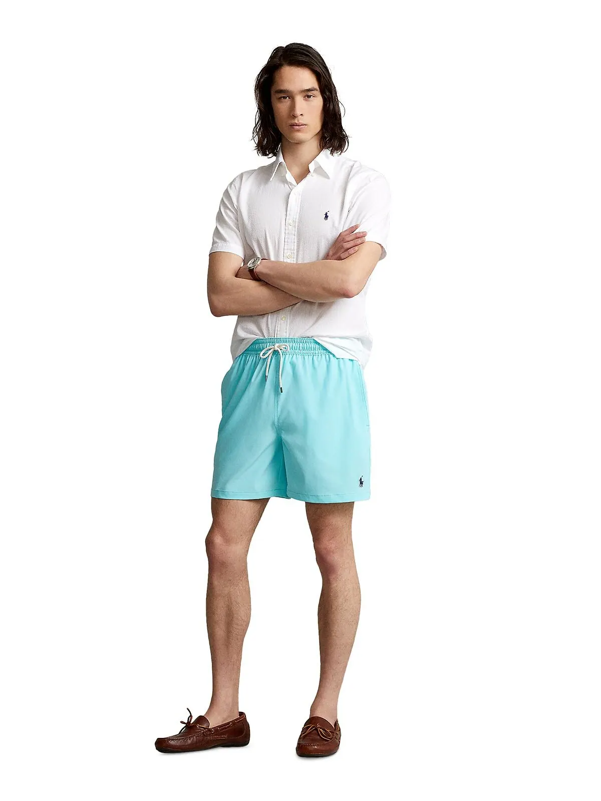 Мужские классические плавки traveller шириной 5-3/4 дюйма Polo Ralph Lauren — изображение 1 из 4, синий