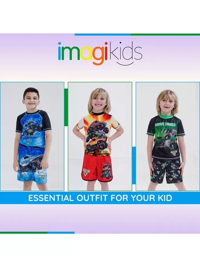 Комплект для плавания для мальчиков: толстовка-рашгард и шорты Toddler Boys Pullover Rash Guard and — изображение 2 из 6