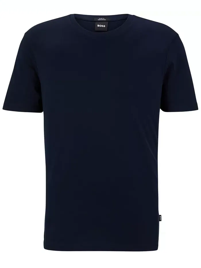 Мужская футболка из мерсеризованного хлопка Slim-Fit Hugo Boss — изображение 4 из 4, синий