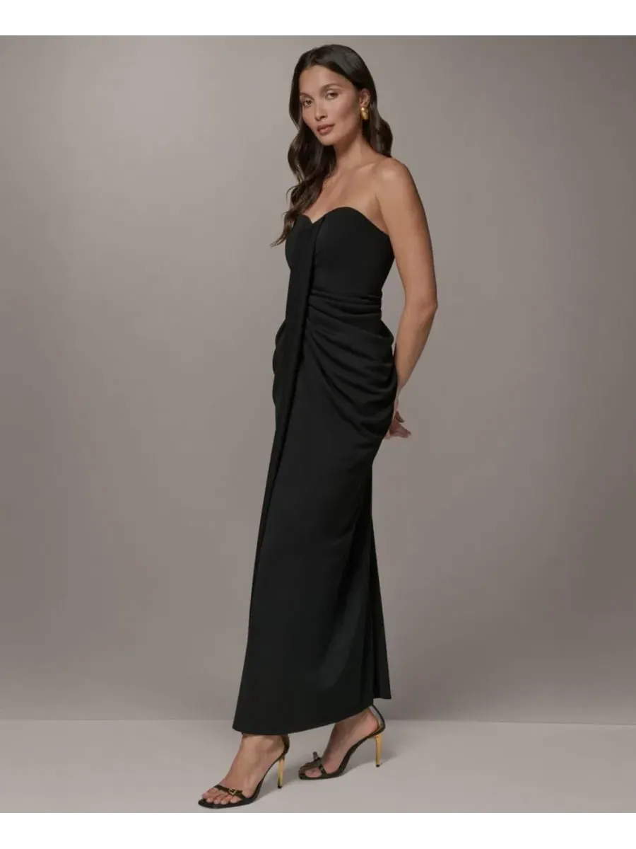Платье макси без бретелей с принтом Donna Karan New York — изображение 2 из 6, черный