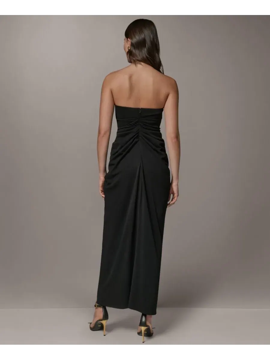 Платье макси без бретелей с принтом Donna Karan New York — изображение 5 из 6, черный