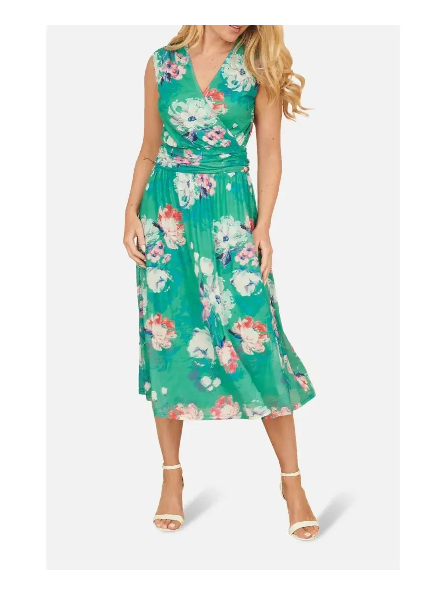 Платье миди с принтом Blossom Print Yumi — изображение 3 из 8, зеленый