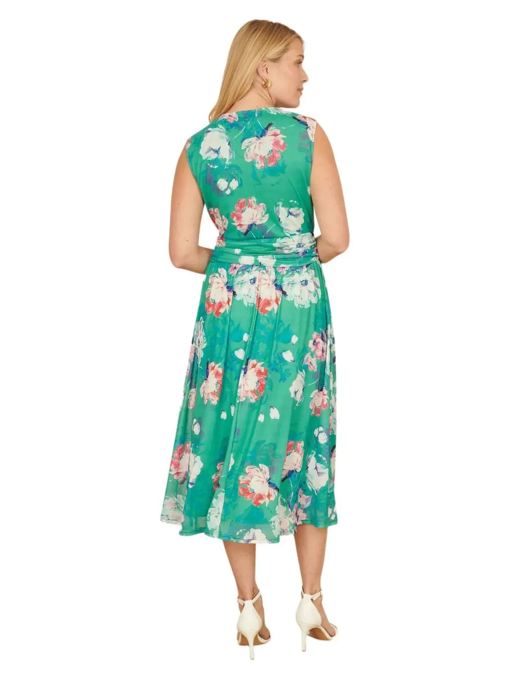Платье миди с принтом Blossom Print Yumi — изображение 4 из 8, зеленый