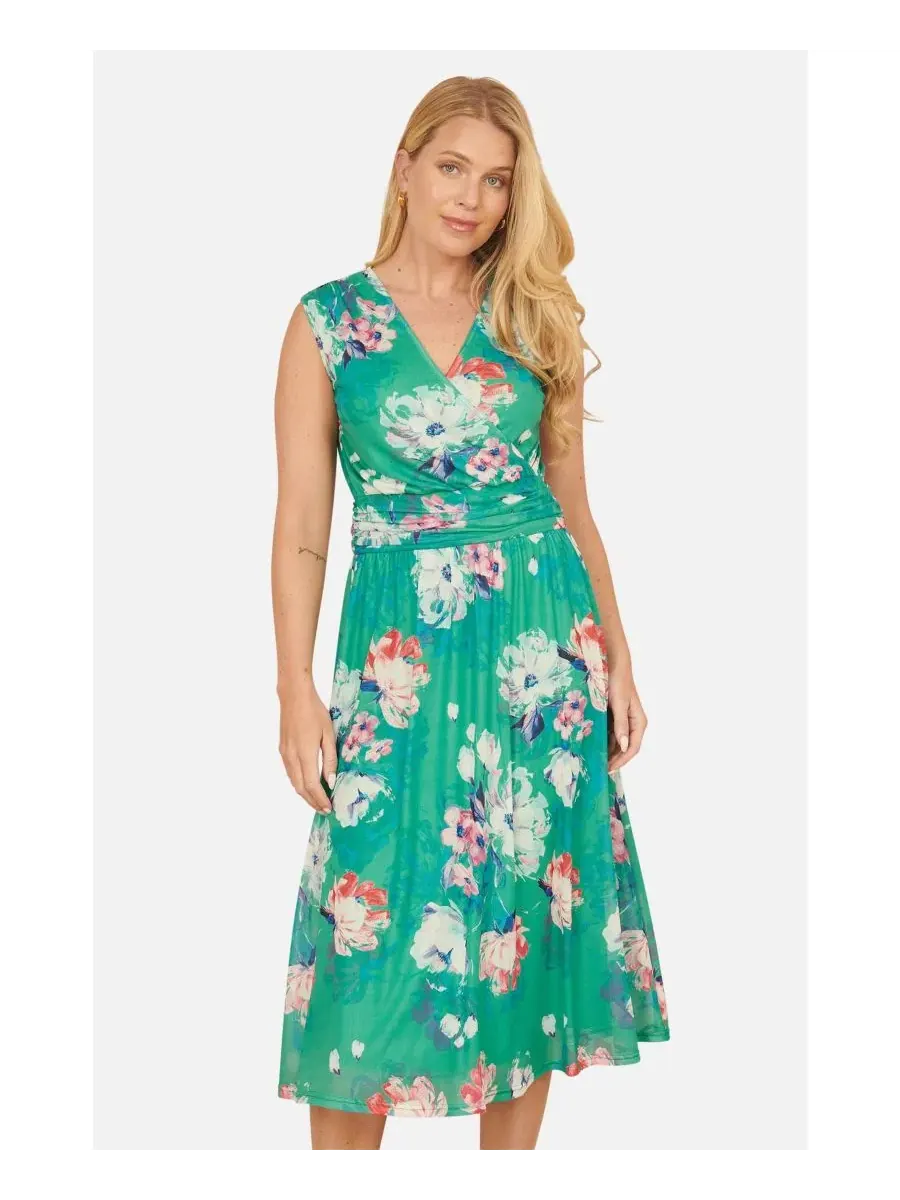 Платье миди с принтом Blossom Print Yumi — изображение 5 из 8, зеленый