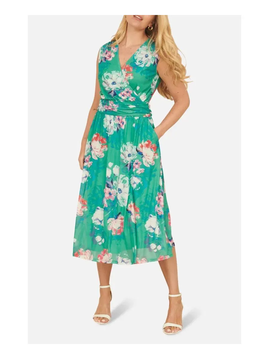 Платье миди с принтом Blossom Print Yumi — изображение 7 из 8, зеленый