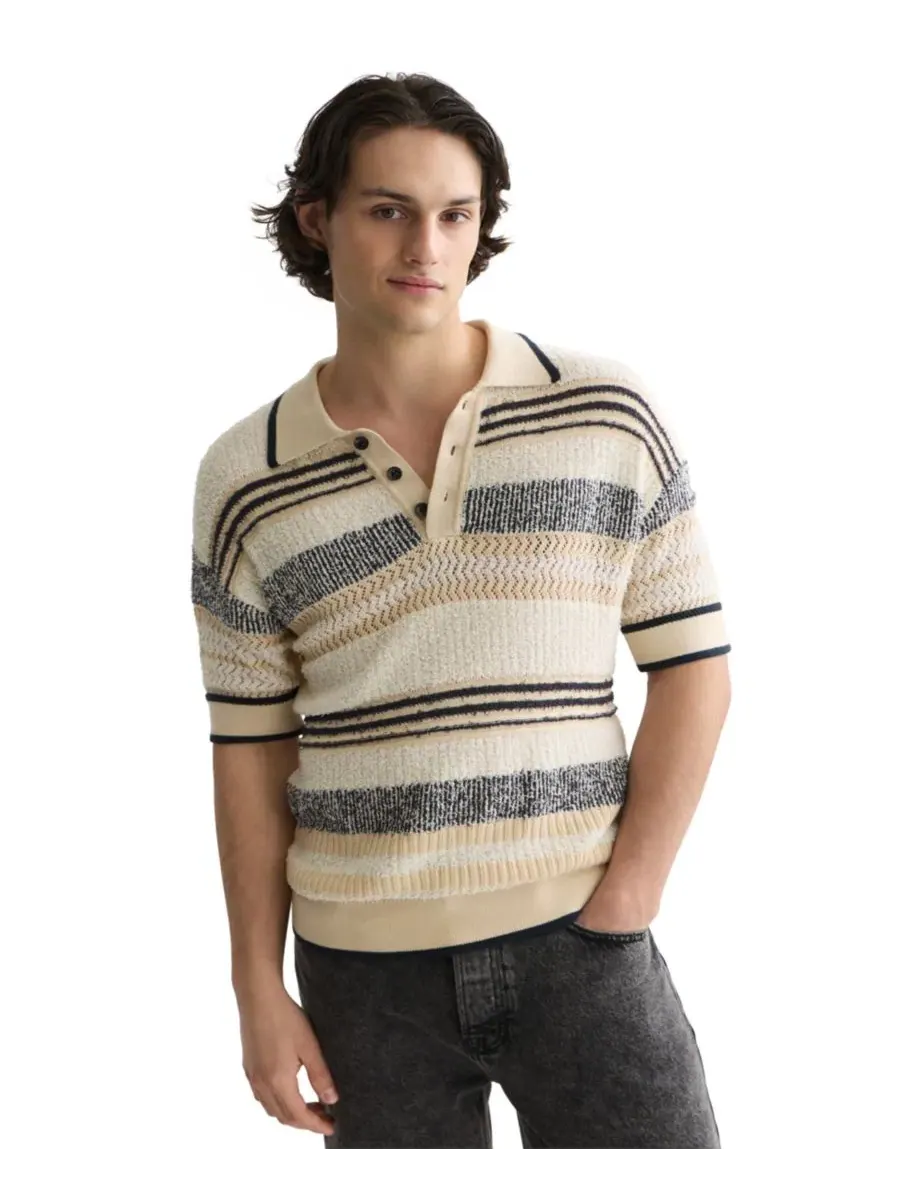 Мужской трикотажный поло с коротким рукавом и полосатым принтом SCOTCH & SODA