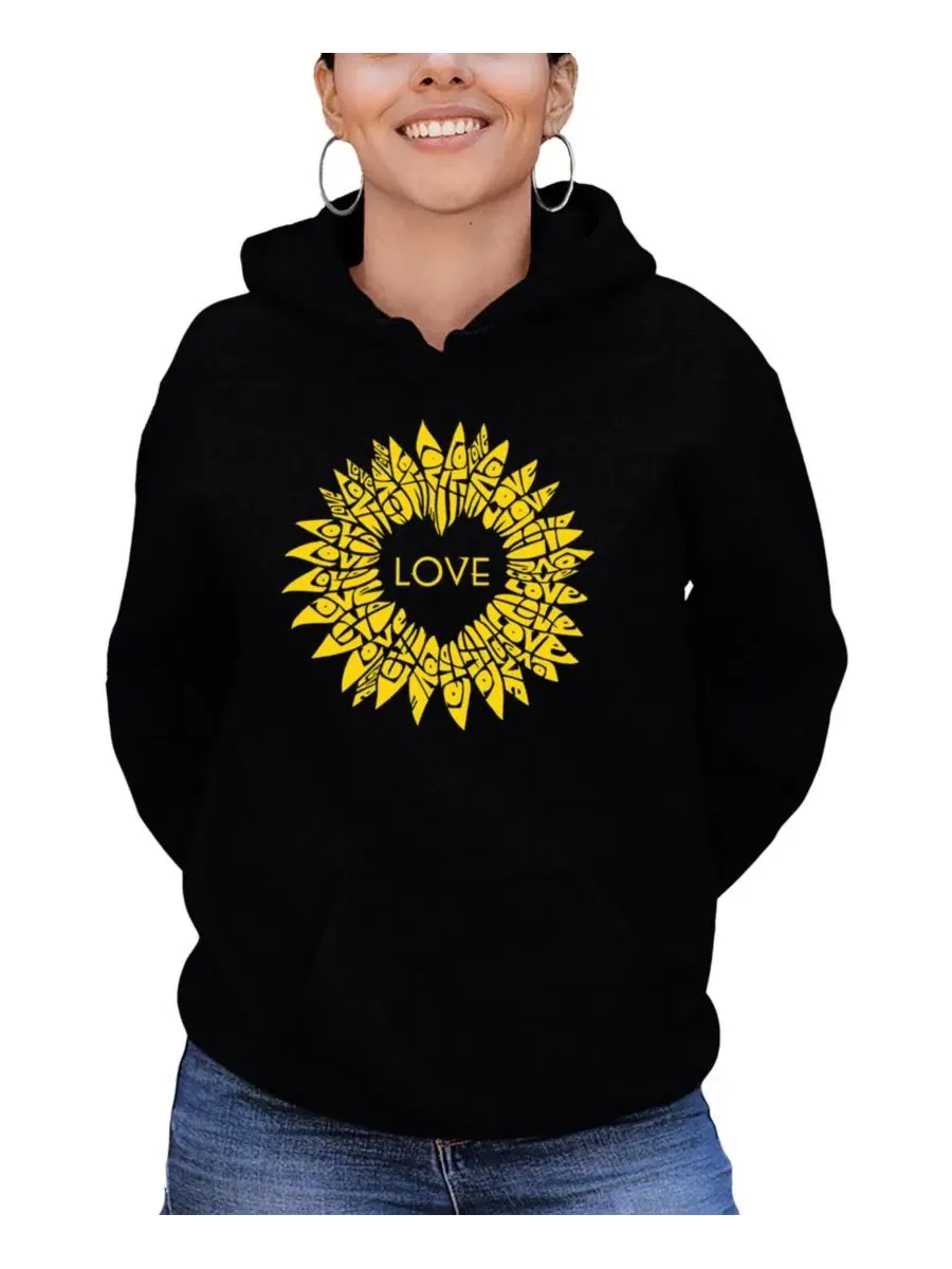 Худи с капюшоном и принтом Sunflower Love Word Art LA Pop Art — изображение 1 из 3, черный