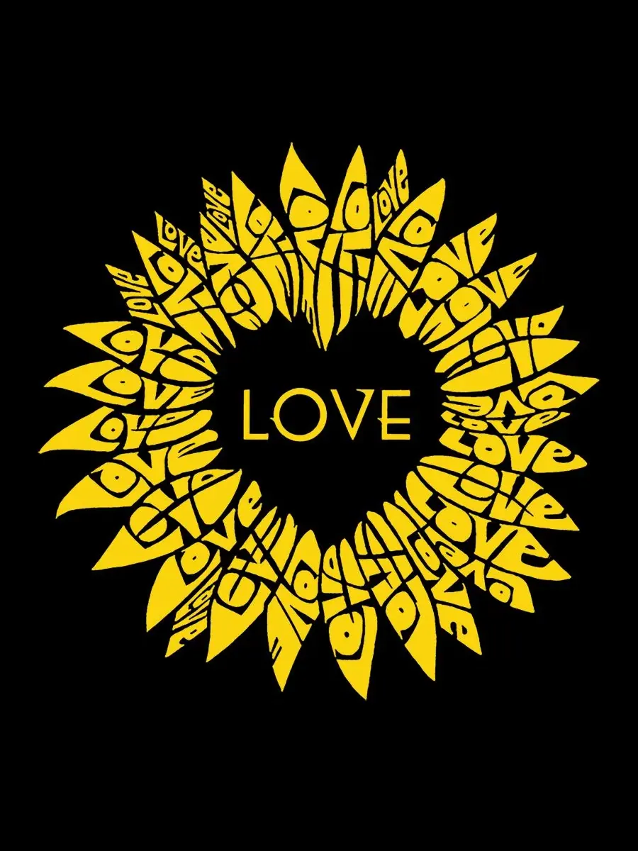 Худи с капюшоном и принтом Sunflower Love Word Art LA Pop Art — изображение 3 из 3, черный