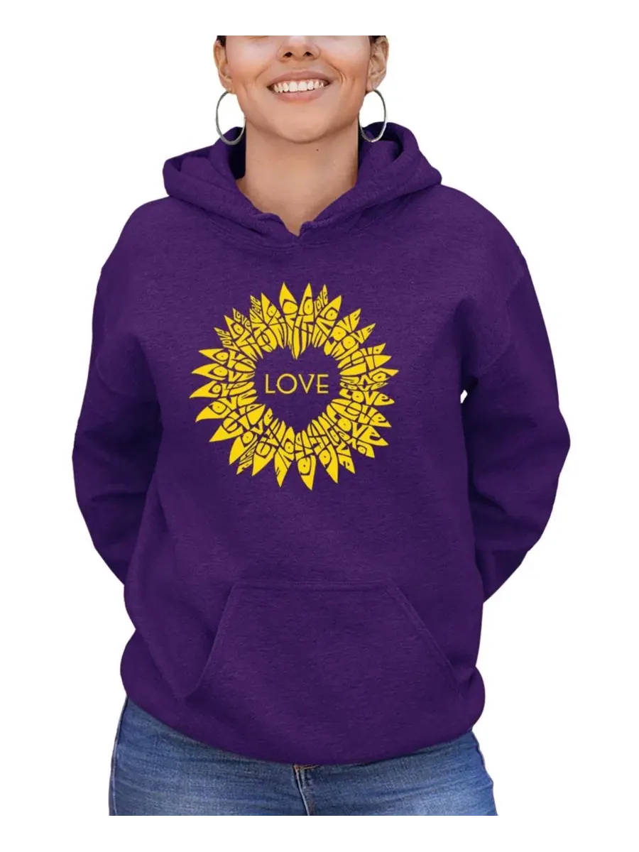 Худи с капюшоном, с принтом Sunflower Love Word Art LA Pop Art — изображение 1 из 2, фиолетовый