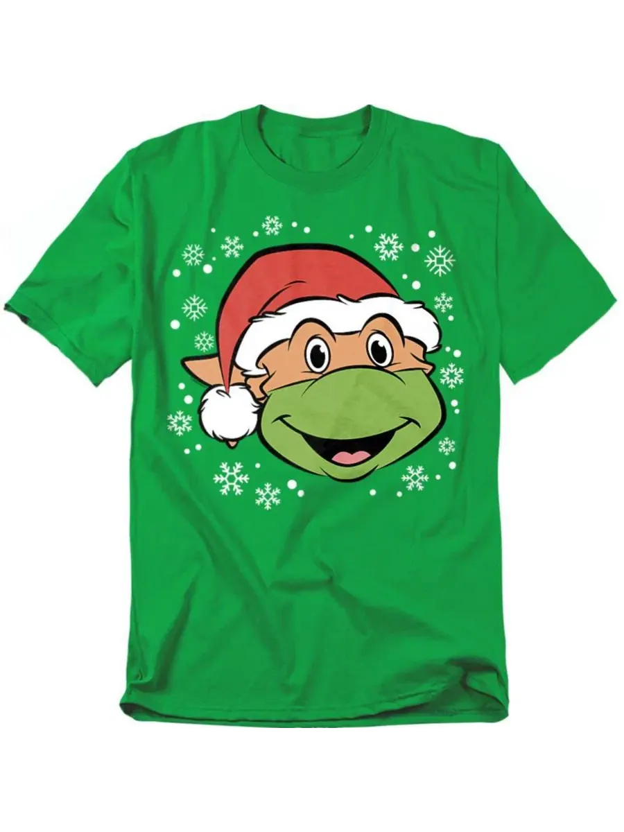 Футболка с принтом Michaelangelo Christmas Hat Teenage Mutant Ninja Turtles — изображение 1 из 3, зеленый