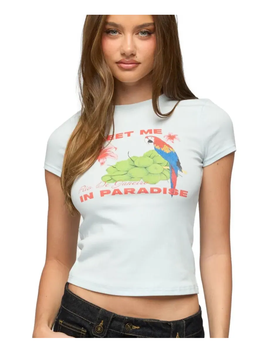 Футболка с коротким рукавом Meet Me In Paradise Edikted — изображение 1 из 5, светлый-синий