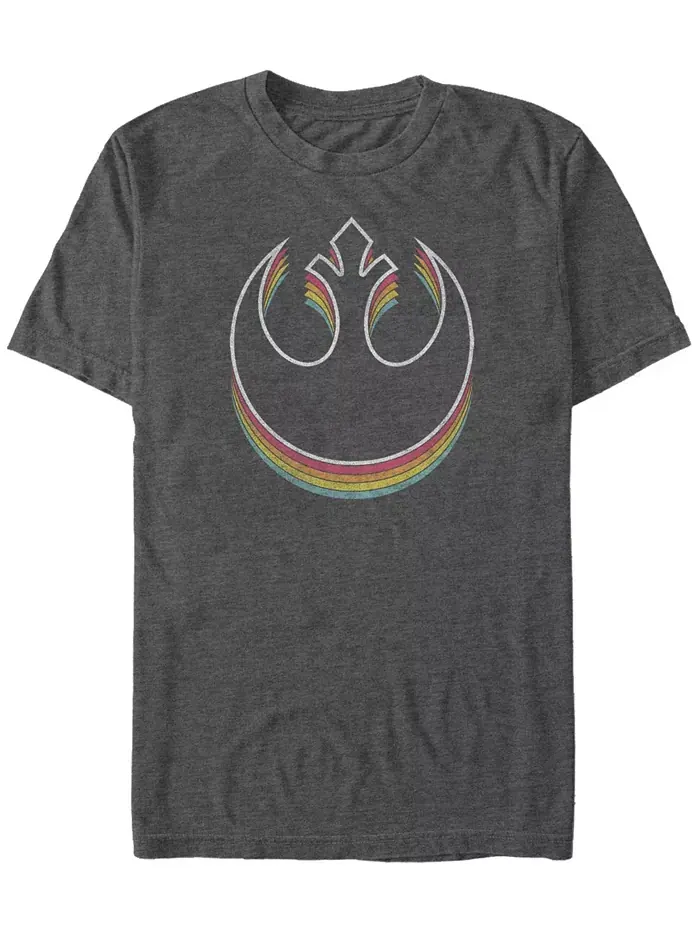 Футболка мужская Star Wars Classic Retro Rainbow с многослойным логотипом Rebel Fifth Sun — изображение 1 из 1, серый