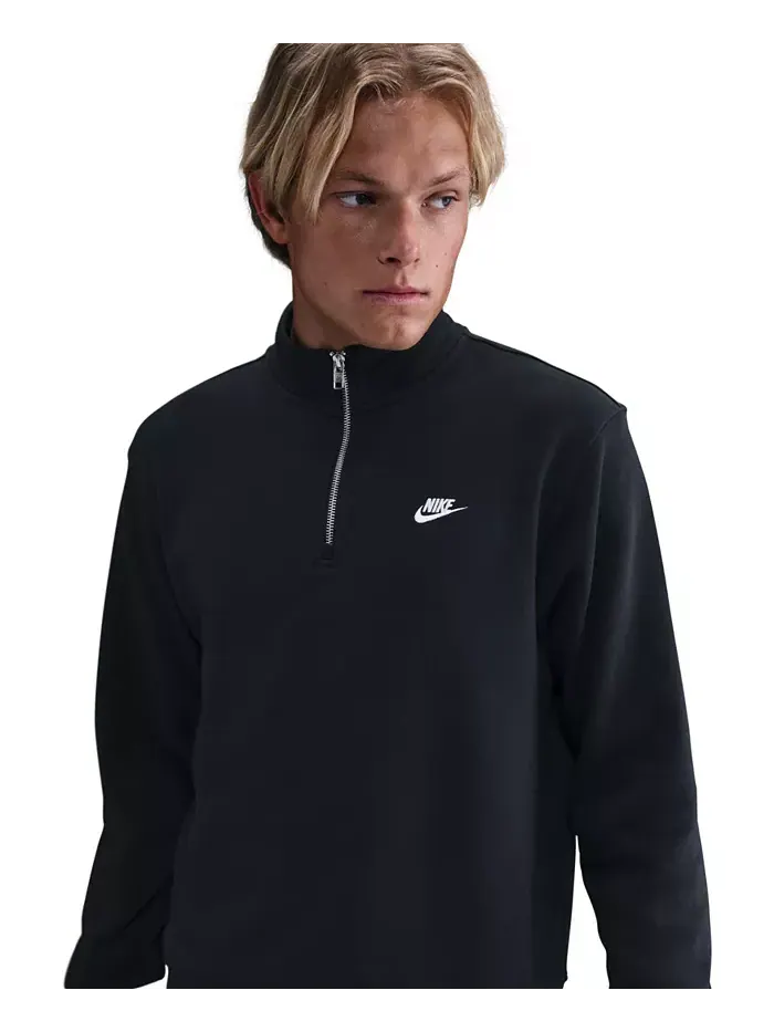 Мужская спортивная толстовка Club с полузастежкой из флиса Nike — изображение 2 из 5, черный