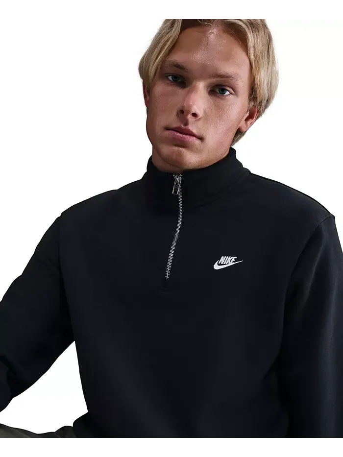 Мужская спортивная толстовка Club с полузастежкой из флиса Nike — изображение 3 из 5, черный