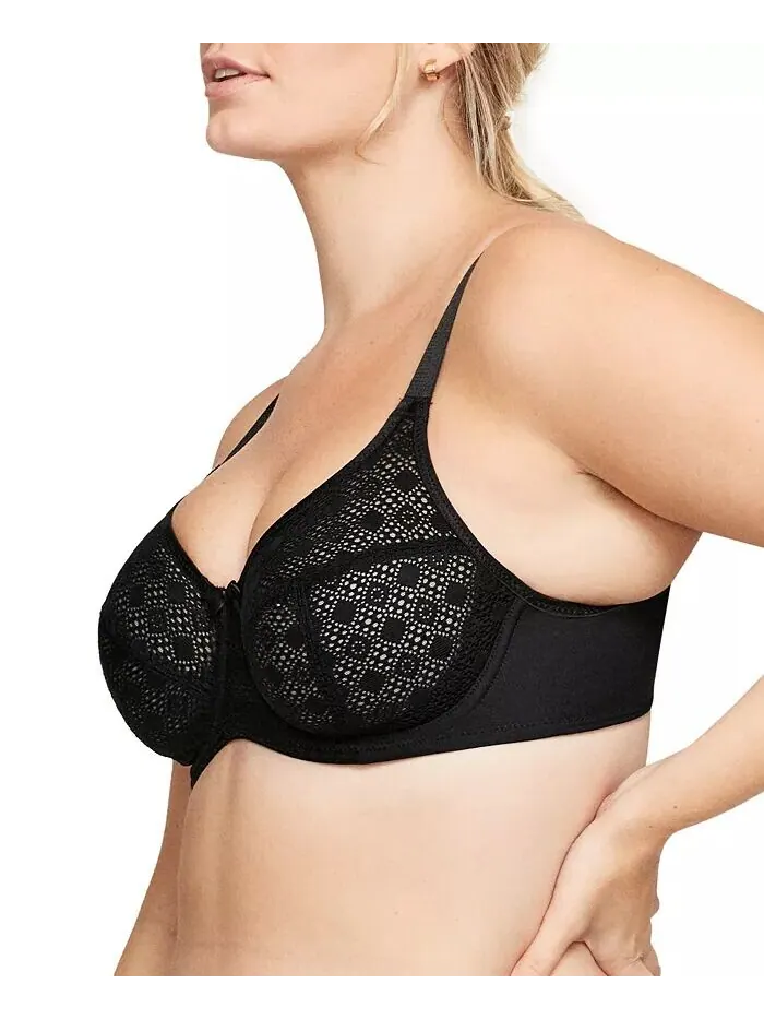 Бюстгальтер Wonderwire Lace Comfort Bra больших размеров для полной фигуры 9855 Glamorise — изображение 3 из 8, черный