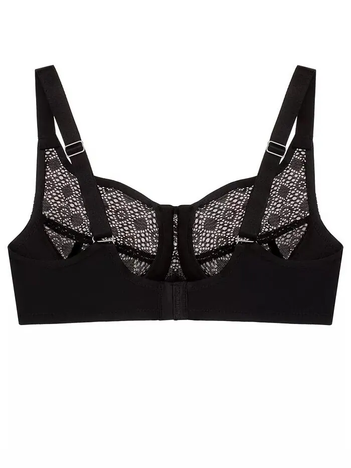 Бюстгальтер Wonderwire Lace Comfort Bra больших размеров для полной фигуры 9855 Glamorise — изображение 5 из 8, черный