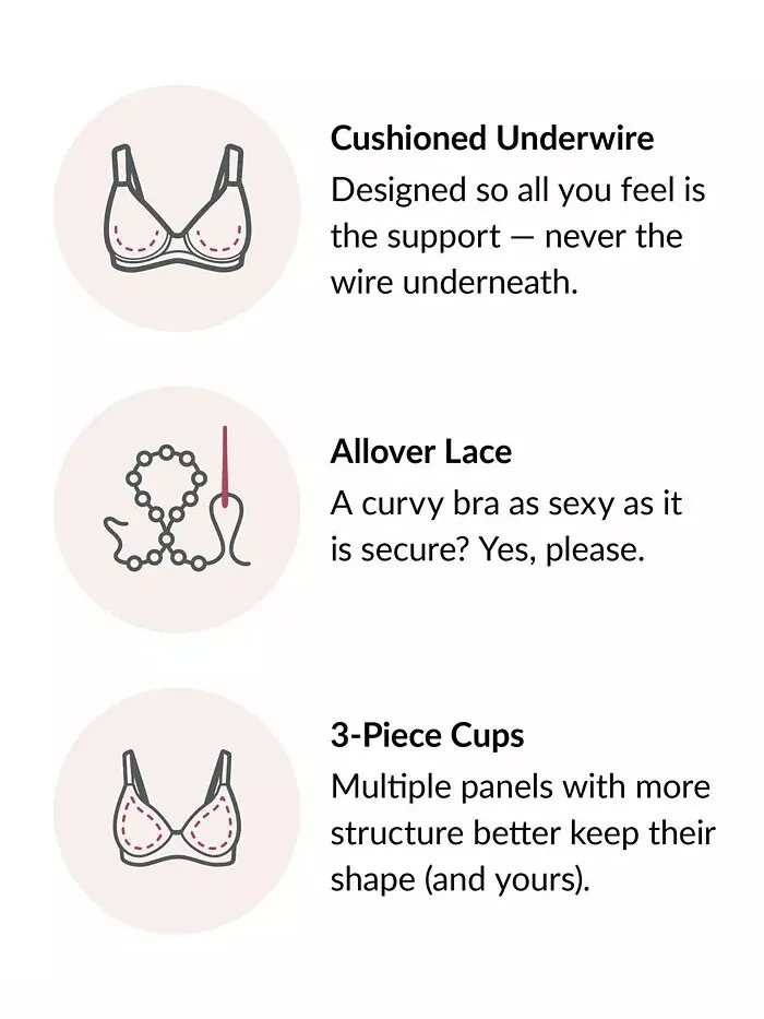 Бюстгальтер Wonderwire Lace Comfort Bra больших размеров для полной фигуры 9855 Glamorise — изображение 7 из 8, черный