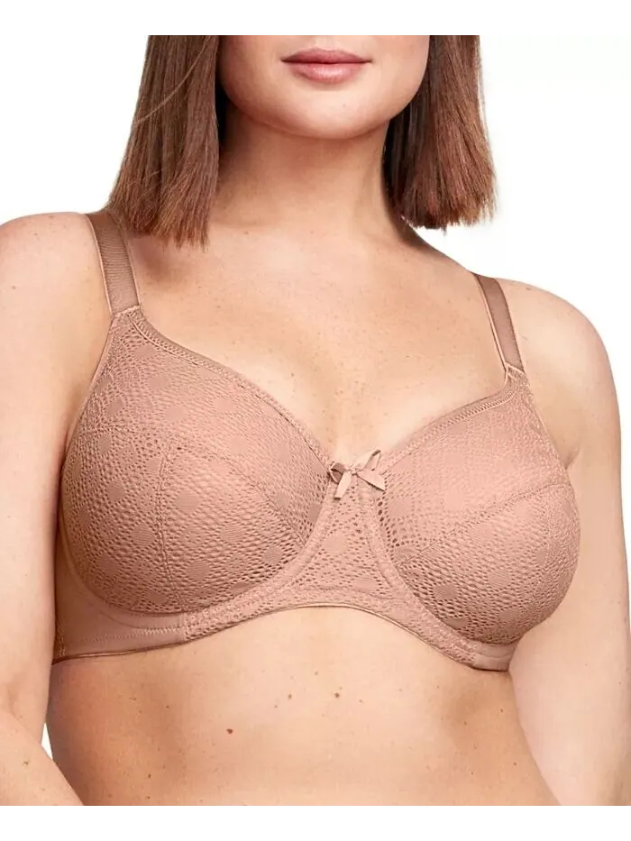 Бюстгальтер Wonderwire Lace Comfort Bra больших размеров для полной фигуры 9855 Glamorise — изображение 1 из 8, капучино