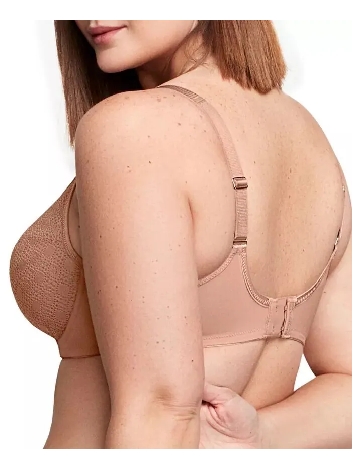 Бюстгальтер Wonderwire Lace Comfort Bra больших размеров для полной фигуры 9855 Glamorise — изображение 3 из 8, капучино