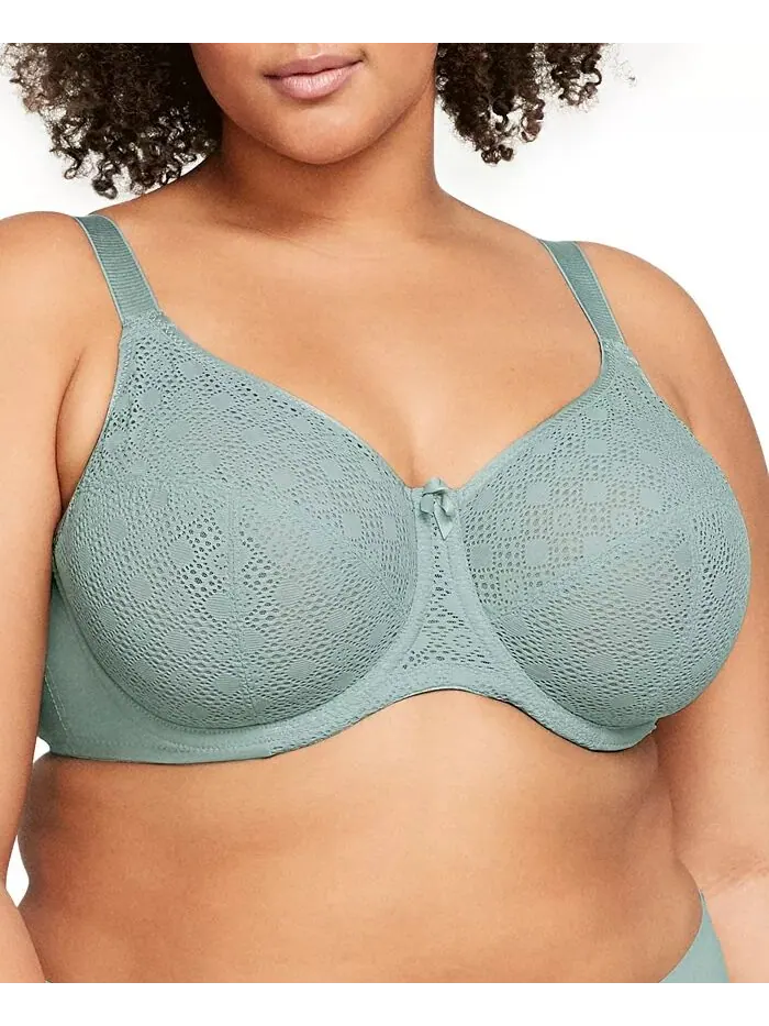 Бюстгальтер Wonderwire Lace Comfort Bra больших размеров для полной фигуры 9855 Glamorise — изображение 1 из 8, зеленый