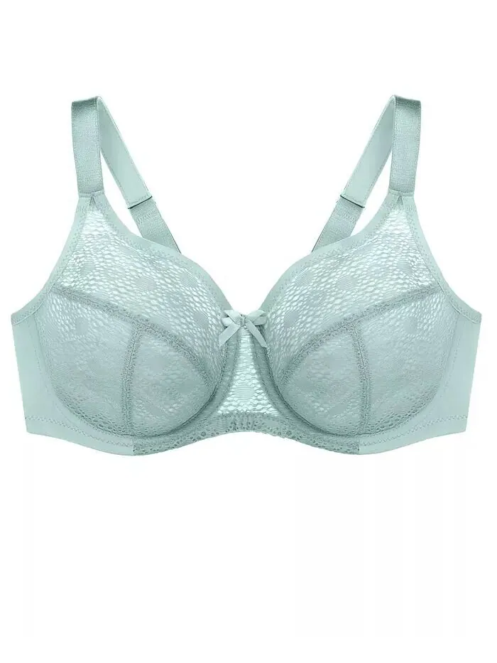 Бюстгальтер Wonderwire Lace Comfort Bra больших размеров для полной фигуры 9855 Glamorise — изображение 4 из 8, зеленый