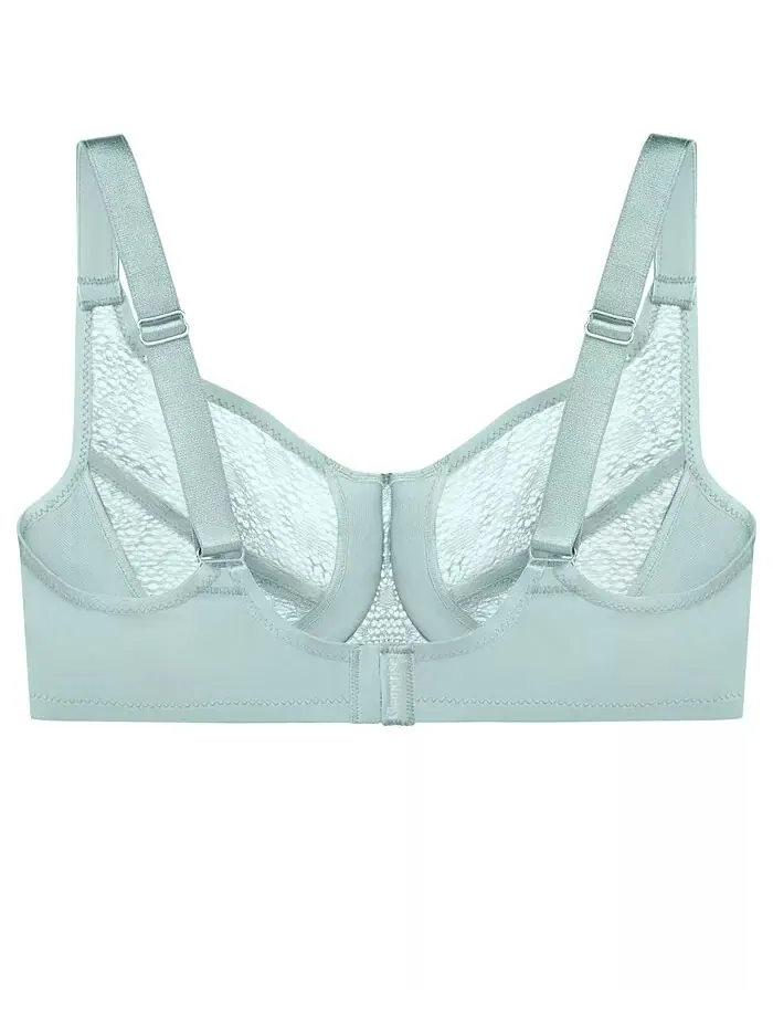Бюстгальтер Wonderwire Lace Comfort Bra больших размеров для полной фигуры 9855 Glamorise — изображение 5 из 8, зеленый