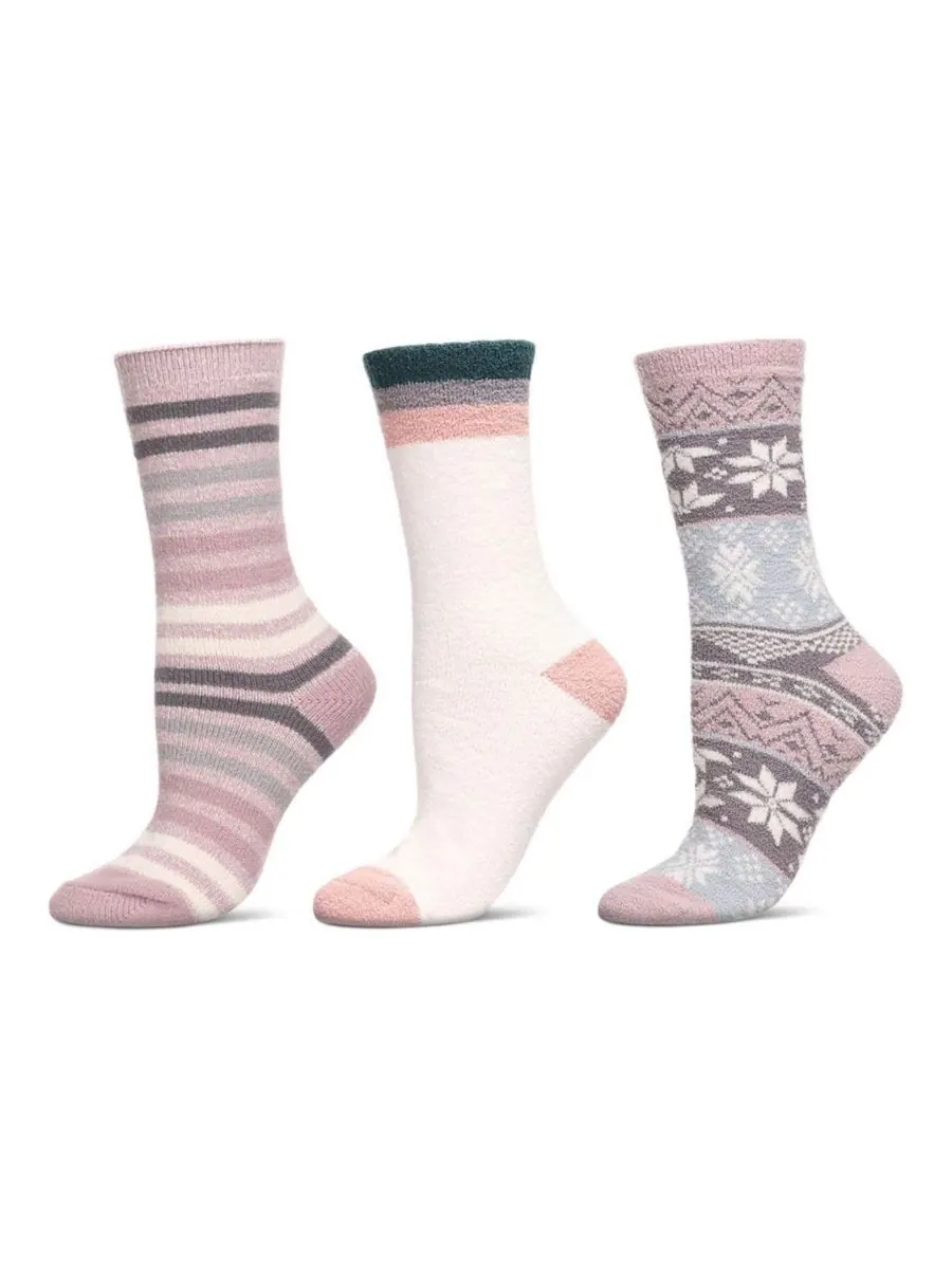 Женские уютные носки Cozy Crew Socks (3 пары в упаковке) MeMoi — изображение 1 из 3, розовый