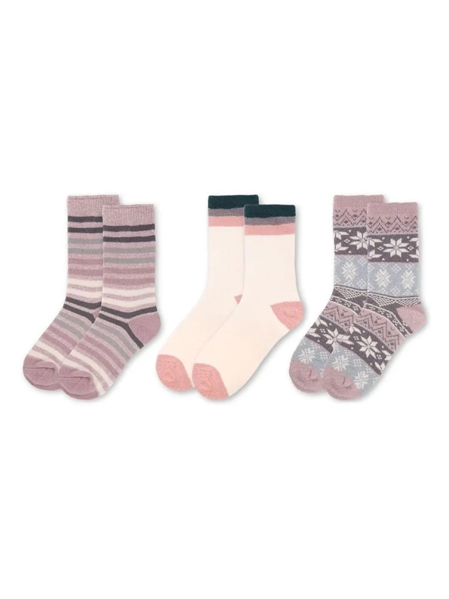 Женские уютные носки Cozy Crew Socks (3 пары в упаковке) MeMoi — изображение 3 из 3, розовый