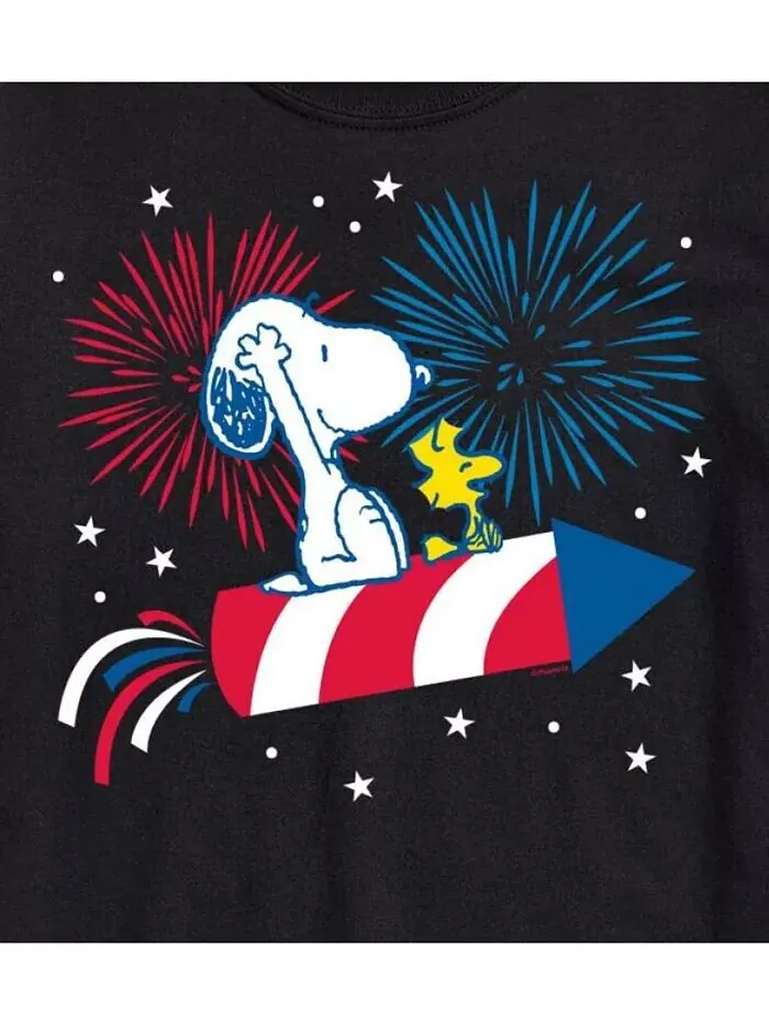 Мужская футболка с короткими рукавами Hybrid Apparel Peanuts Fireworks AIRWAVES — изображение 3 из 3, черный