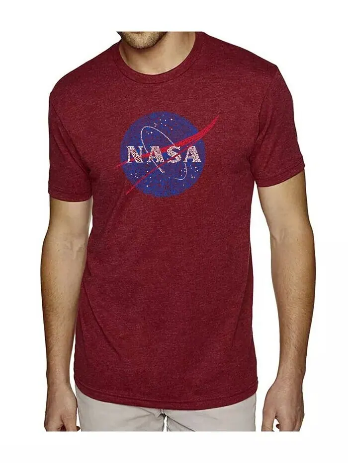 Футболка мужская премиум-класса Word Art с логотипом Nasa Meatball LA Pop Art — изображение 1 из 1, бордовый
