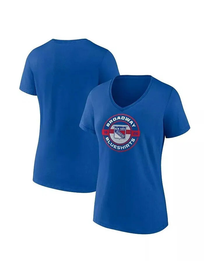 Женская футболка New York Rangers Local A с V-образным вырезом Fanatics — изображение 1 из 3, синий