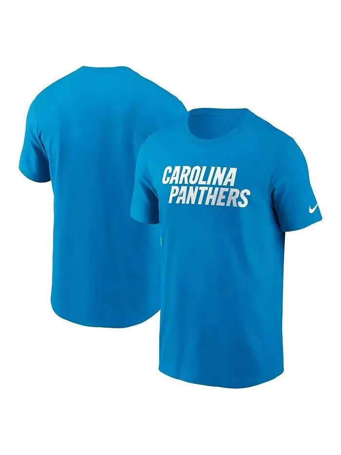 Мужская синяя футболка Carolina Panthers Primetime Wordmark Essential Nike — изображение 1 из 3